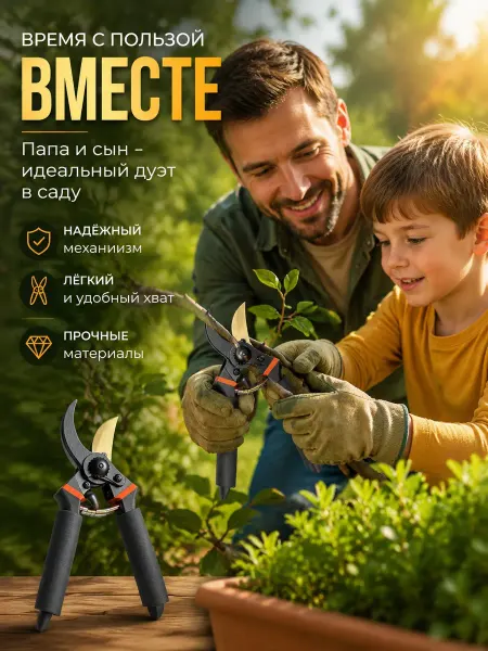 Секатор садовый ручной плавный ход механизма