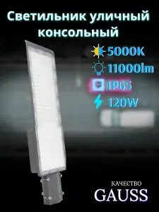 Gauss Светильник уличный Avenue IP65 120W 11000lm 5000K