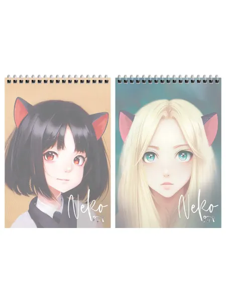 Блокнот А5 60л. на гребне MESHU "Neko", пластиковая обложка