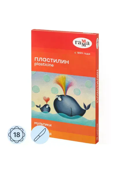 Пластилин Гамма Мультики 18цв 360гр со стеком к к