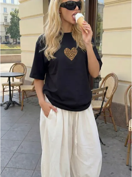 MASLIKHINA STYLE Футболка черная с принтом хлопок