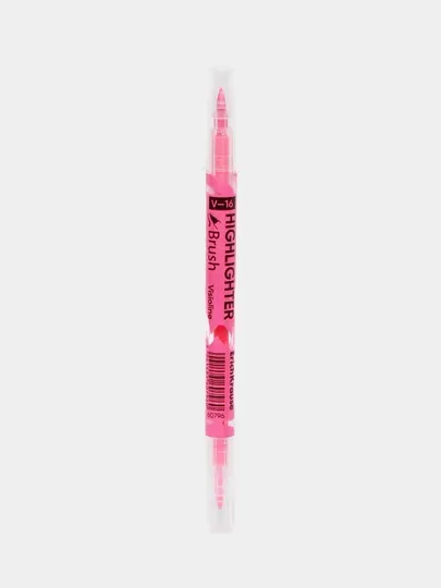 Двухсторонний текстмаркер ErichKrause Visioline V-16 Brush Neon, цвет чернил розовый 60796