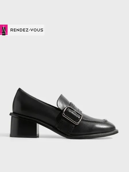 Tendance Туфли монки на каблуке кожаные