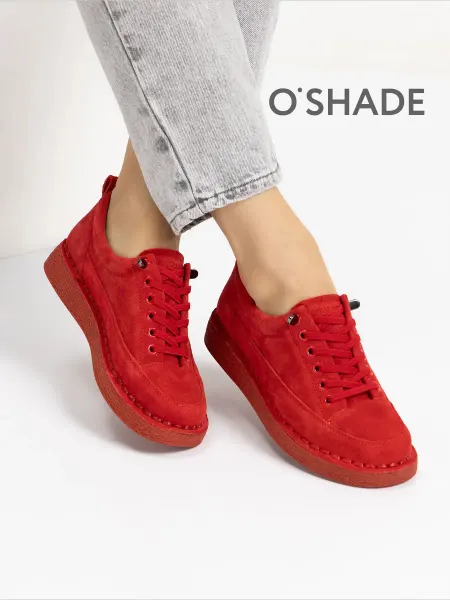 O`SHADE Полуботинки женские замшевые красные