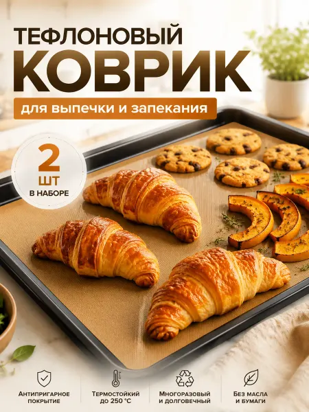 Коврик тефлоновый антипригарный 33*40 см в наборе 2шт