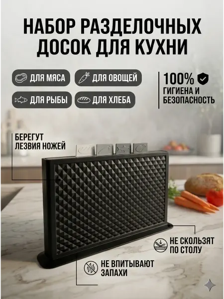 Набор досок разделочных на подставке
