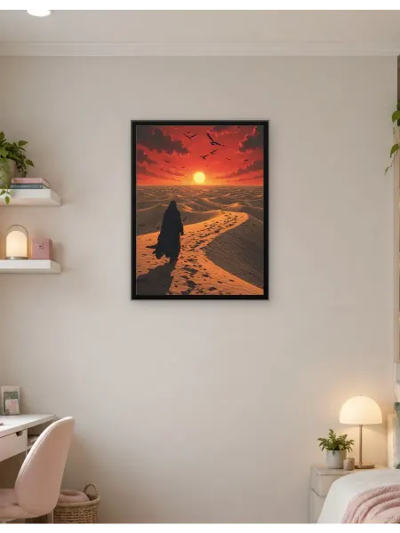 Postersbase Постер Одинокий путешественник на закате в пустыне 50x70