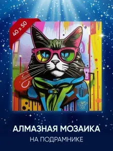 Алмазная мозаика на подрамнике 40х50 см кот граффити