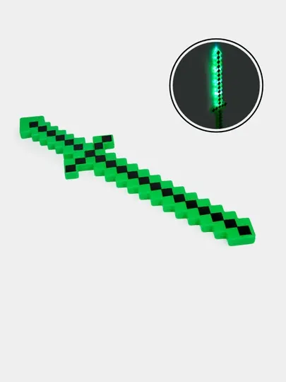 Игрушечный детский меч Minecraft, световой, пиксельный