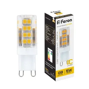 Feron Лампа светодиодная LB-432 5W G9 4000К 5 шт