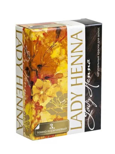 Lady Henna Краска для волос на основе хны Темно-коричневый, 6х10 г