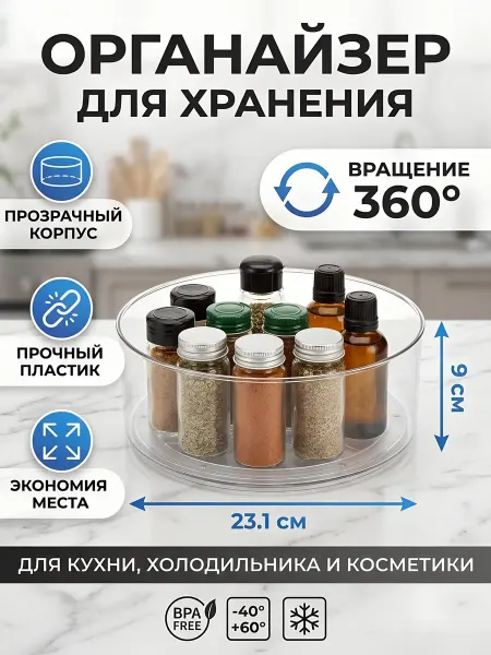 BEROSSI Прозрачный пластиковый органайзер Raido 23х23х9см