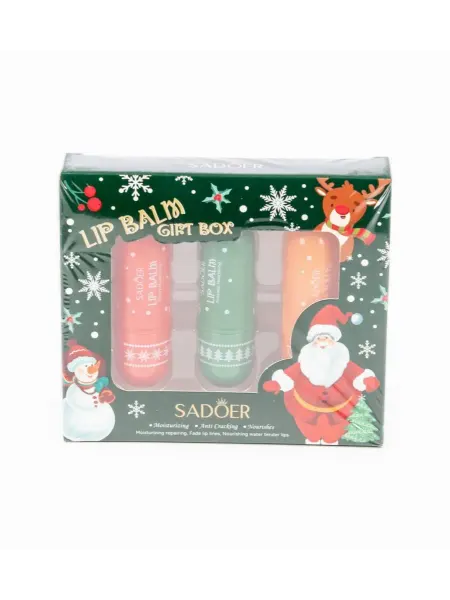 SADOER MERRY CHRYSTMAS Набор бальзамов для губ, 3шт. по 3.8г