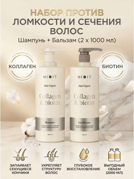 MIXIT Набор против ломкости и сечения волос шамп + кондиционер