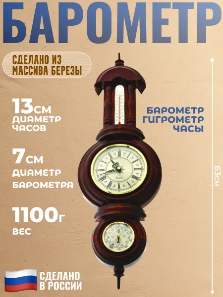 Подарок летчику ВВС Барометр с часами и гигрометром (63 см)