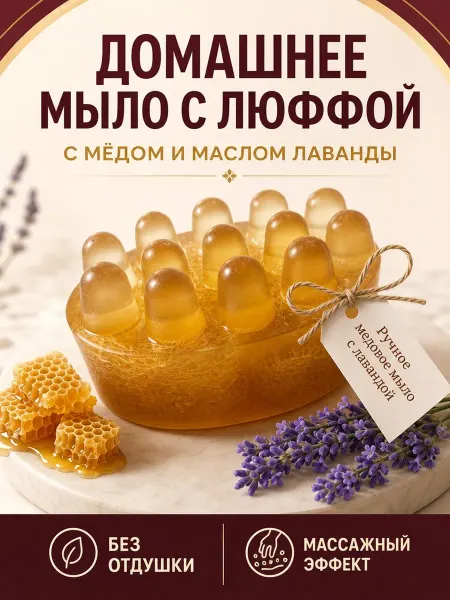 Asi' s smaile Мыло массажное медовое антицеллюлитное с люффой