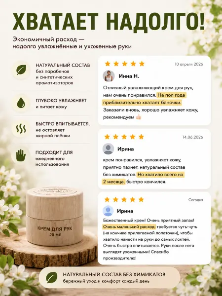 EleganTree Крем для рук натуральный 20 мл (Версия Элит)