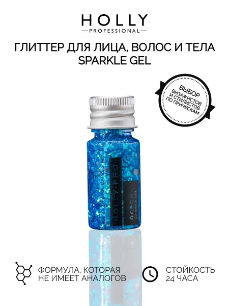 Holly Professional Глиттер гель для глаз, лица, волос и тела бирюзовый