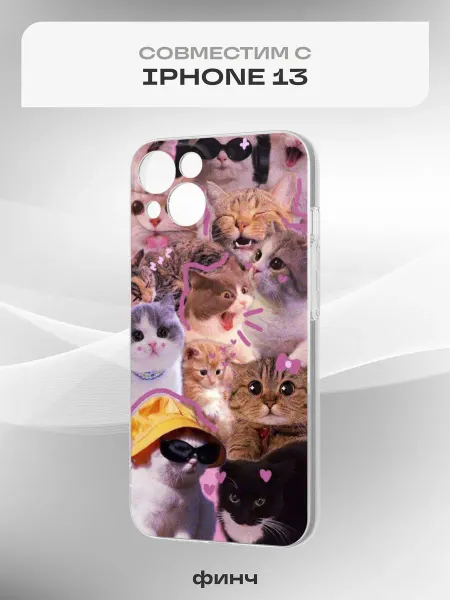 Финч Чехол на iPhone 13 с принтом Котики
