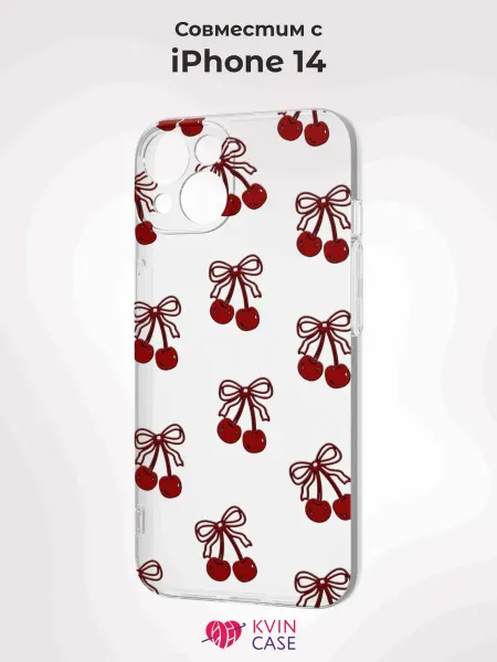 KVIN CASE Чехол на Apple iPhone 14 с принтом Вишенки