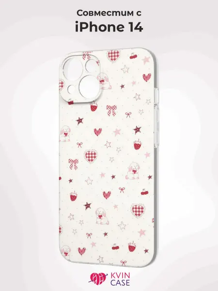 KVIN CASE Чехол на Apple iPhone 14 с принтом Клубника