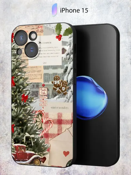 Secret.Case.Store Чехол на iPhone 15 с принтом Новогодний