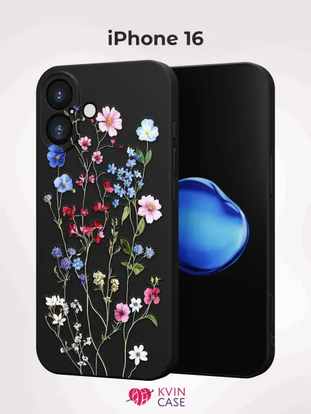 KVIN CASE Чехол на iPhone 16 с принтом Полевые цветы