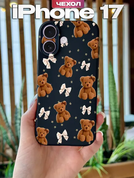 PBl store Чехол на iPhone 17 с принтом Мишки и бантики