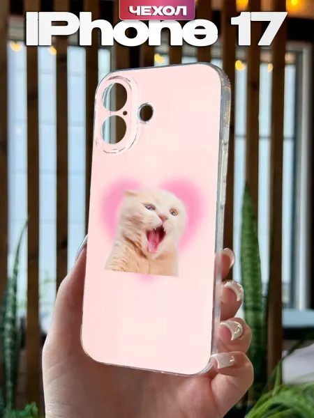 PBl store Чехол на iPhone 17 с принтом Кот мем