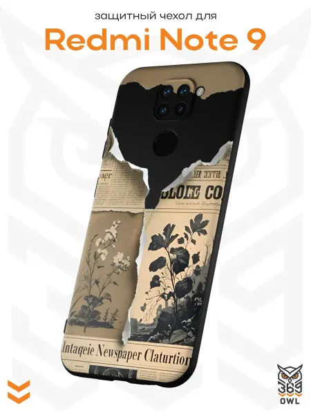 OWL369 Чехол на Xiaomi Redmi Note 9 с принтом Цветы pinterest