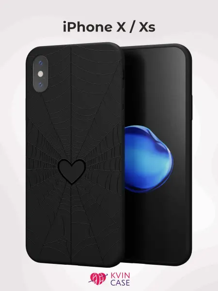 KVIN CASE Чехол на iPhone X и XS с принтом Сердце в черной паутине