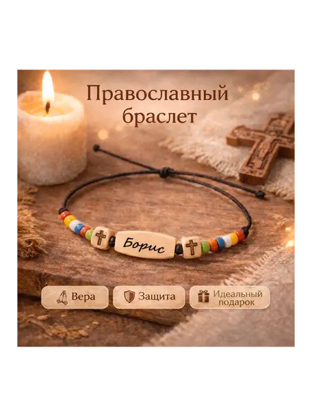 Православный Христианский браслет имя Борис