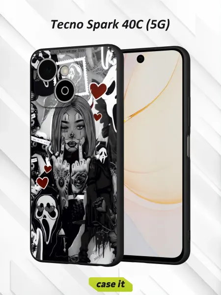 Case it Чехол на Tecno Spark 40C (5G)с принтом Готическая девушка