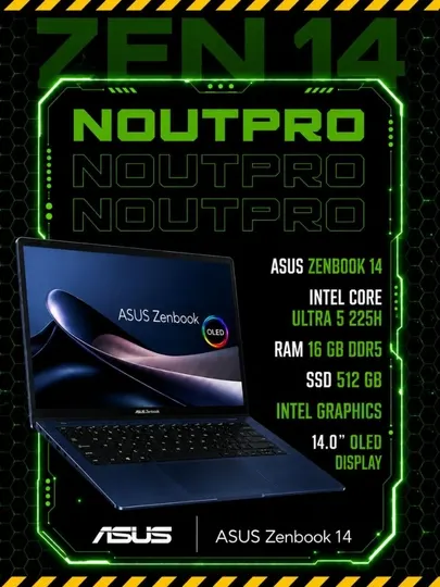Ноутбук ASUS Zenbook 14 Intel® Core™ Ultra 5 225H RAM 16GB SSD 512GB 14.0″OLED