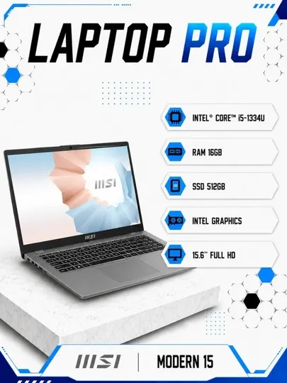 Ноутбук MSI Modern 15 Intel® Core™ i5-1334U RAM 16GB SSD 512GB 15.6″ Full HD