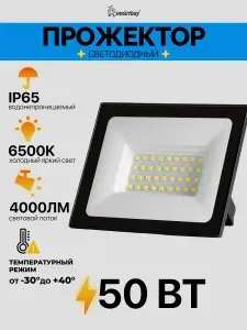 Светодиодный (LED) прожектор MPFL SMD Smartbuy-50W/6500K/IP65 (SBL-MPFL-50-65)