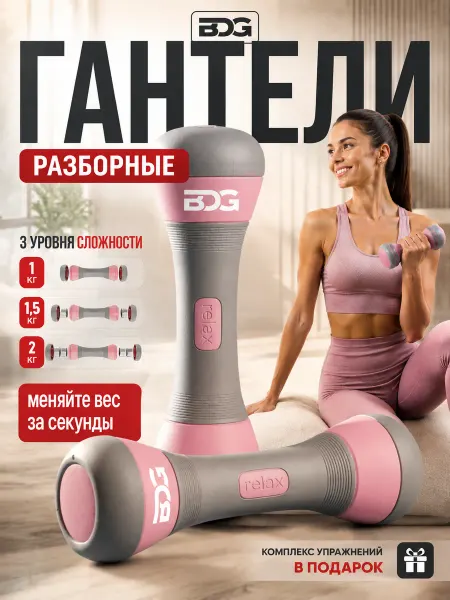 BDGPRO Гантели разборные для фитнеса женские 2 шт 2 кг 4 кг