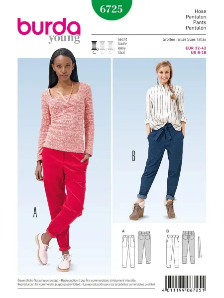 Burda Выкройка 6725 Брюки