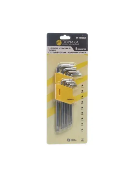 ЭВРИКА Набор ключей TORX Г-образных удлиненных T10-T50 9пр