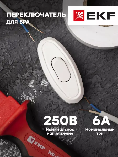 EKF Переключатель для светильника - бра 6А 250В
