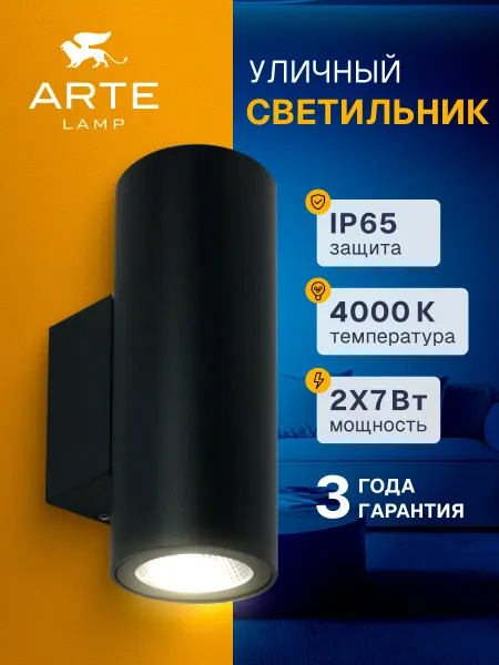 Arte Lamp Фасадный светильник TORCULAR A1807AL-2BK