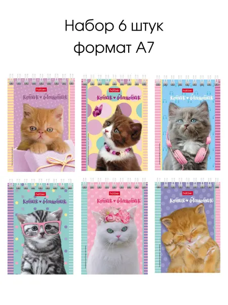 Hatber Маленький блокнот Котята набор 6 шт