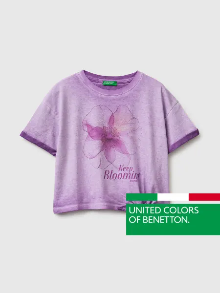 United Colors of Benetton Футболка укороченная с принтом