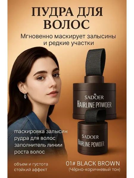 Бине7 Пудра для волос тонирующая маскирующая для закрашивания