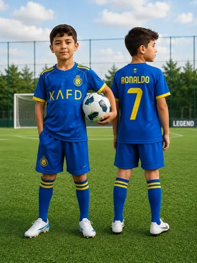 Детская футбольная форма Ronaldo 7 KAFD 8-12 лет, синий спортивный комплект
