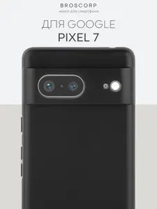 Чехол для Google Pixel 7 (Гугл Пиксель 7), тонкая накладка BROSCORP выполнена из качественного силикона с матовым покрытием и бортиком вокруг камер, черная