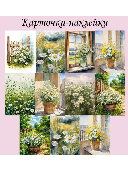 Бумажная мелодия Наклейки для блокнотов и скрапбукинга "На ромашковом поле 3"