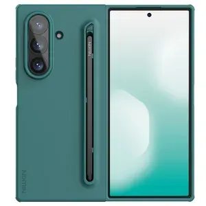 Чехол зеленого цвета покрытый мягким жидким силиконом от Nillkin для Samsung Galaxy Fold 7, серия Flex Pure Fold Case (в комплекте перо S Pen)