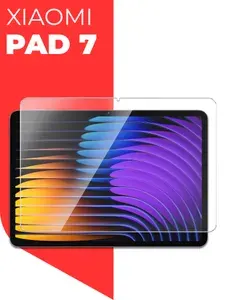 Защитное стекло для Xiaomi Pad 7 ( Ксиоми Пад 7) на Экран, (гибридное:пленка+стекловолокно), прозрачное силиконовая клеевая основа тонкое Hybrid Glass, Miuko