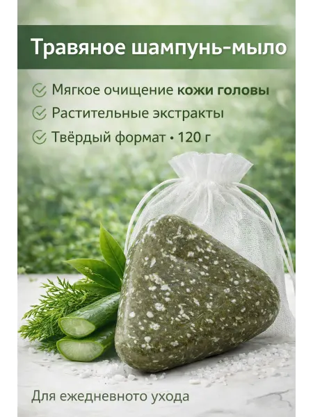Треугольное мыло шампунь для волос травяное